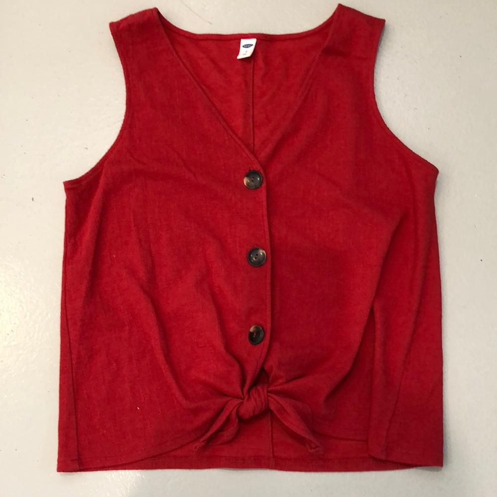 Red old navy button down tie shirt